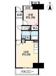 UR都市機構アーバニア志賀公園三番街8号棟 1LDKの間取図画像