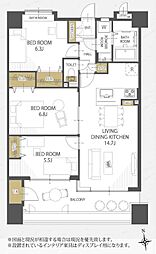 アーバンパレスシエル福間 3LDKの間取図画像