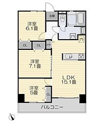 アーベインルネス大手町 3LDKの間取図画像