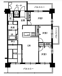 ロワールマンション二日市3 4LDKの間取図画像