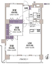 弥生パインマンション 3LDKの間取図画像