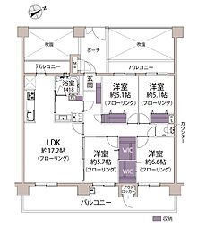 アーティックスヴィセント大手町 4LDKの間取図画像