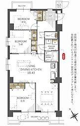 サンライフ三萩野A 3LDKの間取図画像