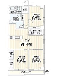 藤和城西コープ 3LDKの間取図画像