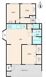 エメラルドタウン和白B 3LDKの間取図画像