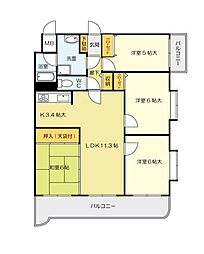 ライオンズマンション三萩野 4LDKの間取図画像