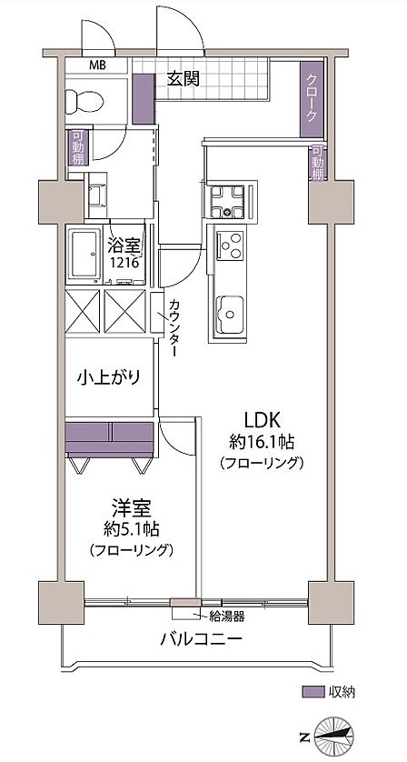 小上がり付き1LDK!クローク付きの広々開放的な玄関が魅力的♪