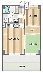 エバーライフ住吉 2SLDKの間取図画像