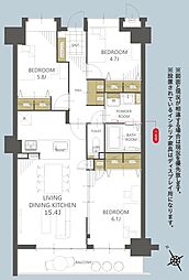 ロワールマンション福間 3LDKの間取図画像