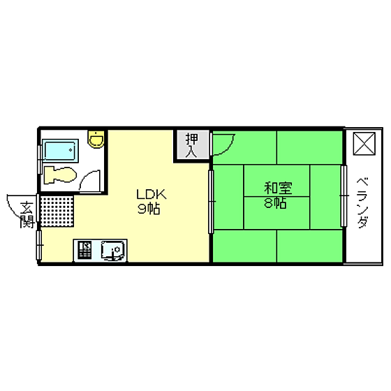 田中マンション 206｜大阪府河内長野市市町(賃貸アパート1LDK・2階・30.00㎡)の写真 その2