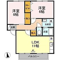 カムール際波　A棟 201 ｜ 山口県宇部市厚南北１丁目2-13（賃貸アパート2LDK・2階・55.46㎡） その2