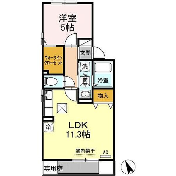 カーサ・デ・コンモート 102｜山口県宇部市恩田町３丁目(賃貸アパート1LDK・1階・41.32㎡)の写真 その4