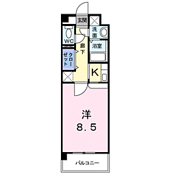 Cordelia 1階1Kの間取り