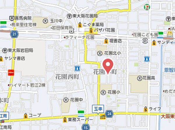 画像30:近鉄難波・奈良線・河内花園駅より徒歩7分の住宅街にあります。