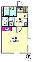 アーカス 1Kの間取図画像