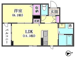エクラージュタケウチ 1LDKの間取図画像