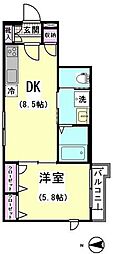 ディアコートU 1LDKの間取図画像