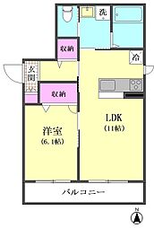 フェリシード山手 1LDKの間取図画像