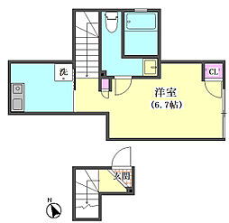 ドミール東矢口 1Kの間取図画像