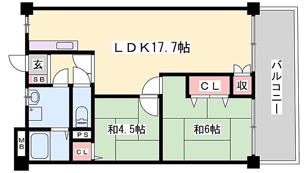 兵庫県姫路市田寺５丁目(賃貸マンション2LDK・3階・60.12㎡)の写真 その2