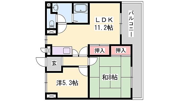 兵庫県加古川市尾上町池田(賃貸マンション2LDK・2階・55.08㎡)の写真 その2