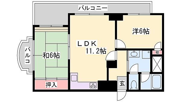 兵庫県姫路市神田町１丁目(賃貸マンション2LDK・3階・52.80㎡)の写真 その2