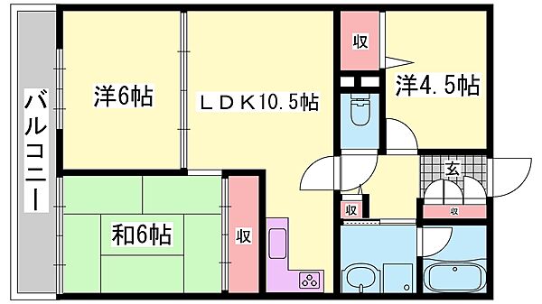 兵庫県姫路市土山６丁目(賃貸マンション2LDK・3階・59.70㎡)の写真 その2