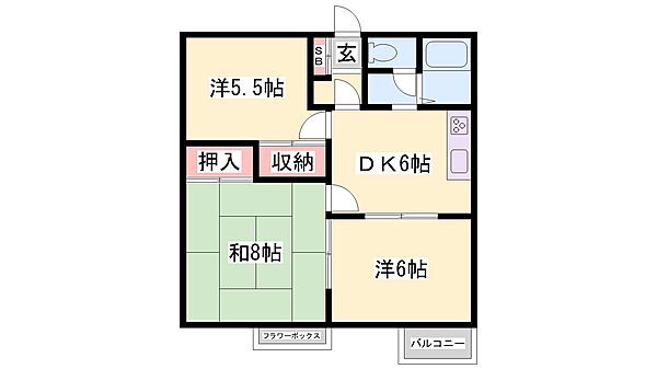 兵庫県加古川市平岡町山之上(賃貸アパート3DK・2階・52.89㎡)の写真 その2