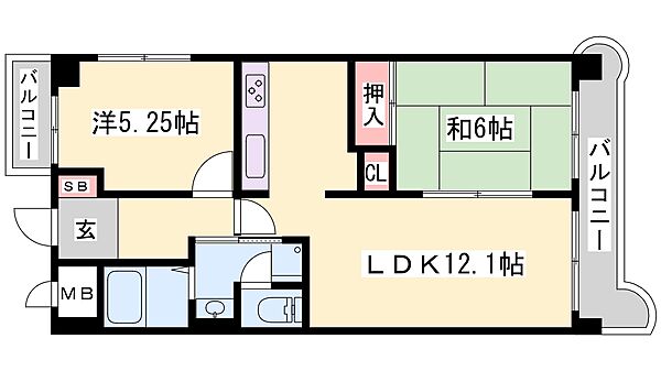 兵庫県姫路市北条梅原町(賃貸マンション2LDK・4階・52.26㎡)の写真 その2