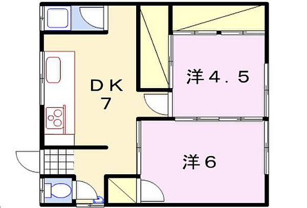 さつき荘 1-1｜兵庫県姫路市別所町北宿(賃貸アパート2K・2階・46.20㎡)の写真 その2