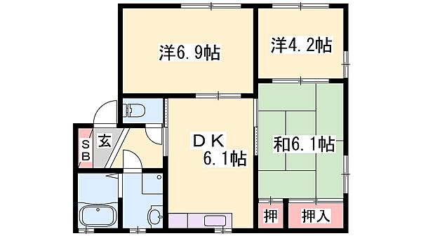兵庫県姫路市網干区北新在家(賃貸アパート3DK・2階・50.81㎡)の写真 その2