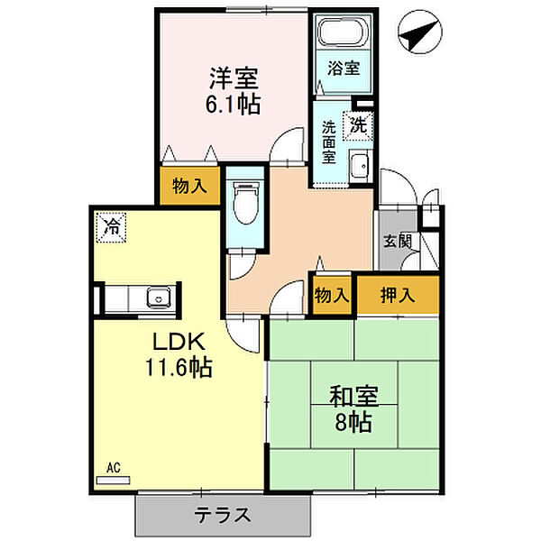 兵庫県姫路市飯田１丁目(賃貸アパート2LDK・2階・61.59㎡)の写真 その2