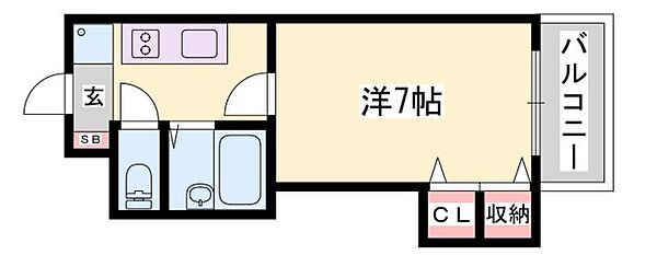 兵庫県姫路市梅ケ枝町(賃貸マンション1K・7階・22.20㎡)の写真 その2