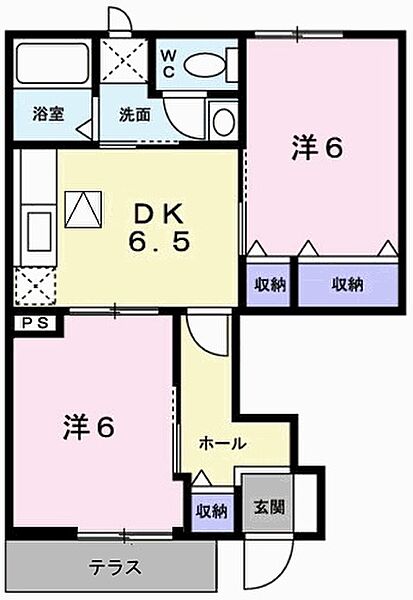 兵庫県姫路市広畑区蒲田５丁目(賃貸アパート2DK・1階・46.92㎡)の写真 その2