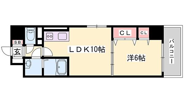 兵庫県姫路市栗山町(賃貸マンション1LDK・8階・40.12㎡)の写真 その2