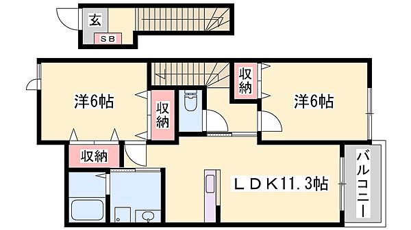 兵庫県西脇市下戸田(賃貸アパート2LDK・2階・58.48㎡)の写真 その2