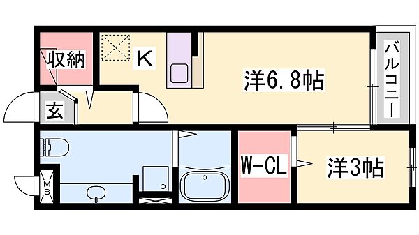 兵庫県加古川市平岡町西谷(賃貸アパート1DK・2階・33.34㎡)の写真 その2