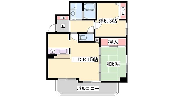 兵庫県姫路市広畑区東新町２丁目(賃貸マンション2LDK・9階・60.20㎡)の写真 その2