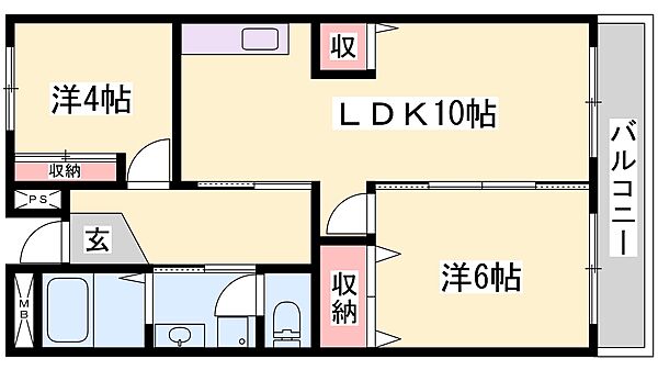 兵庫県姫路市白浜町宇佐崎北１丁目(賃貸マンション2LDK・2階・51.61㎡)の写真 その2