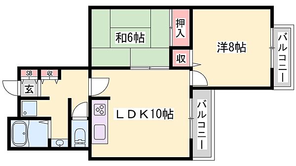兵庫県加古川市平岡町高畑(賃貸アパート2LDK・3階・59.25㎡)の写真 その2