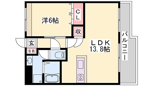 兵庫県姫路市東延末(賃貸アパート1LDK・1階・45.36㎡)の写真 その2