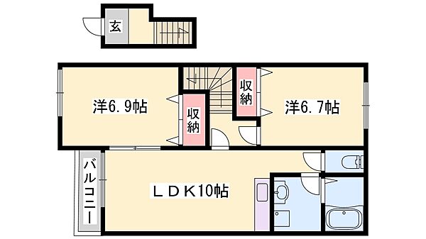 ハッピーヒル 202｜兵庫県加東市木梨(賃貸アパート2LDK・2階・59.95㎡)の写真 その2