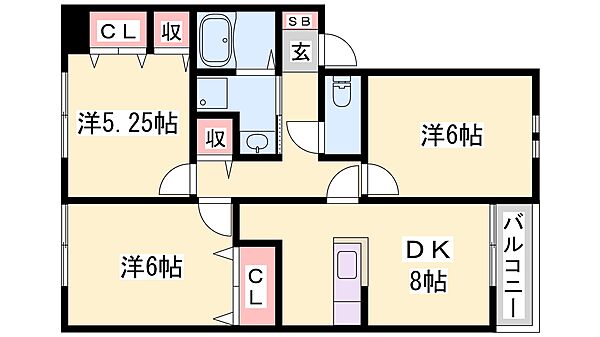 兵庫県たつの市龍野町中村(賃貸アパート3DK・2階・61.82㎡)の写真 その2