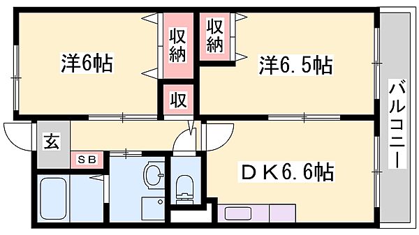 兵庫県西脇市野村町(賃貸マンション2DK・3階・46.44㎡)の写真 その2