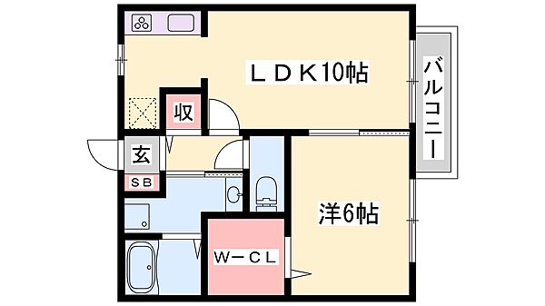 兵庫県姫路市飾磨区妻鹿(賃貸アパート1LDK・1階・40.92㎡)の写真 その2