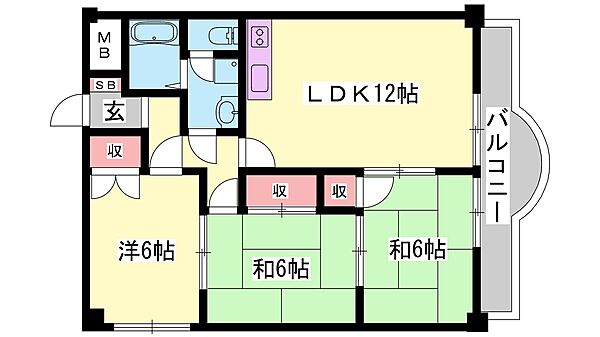 兵庫県加古川市尾上町旭３丁目(賃貸マンション3LDK・2階・63.63㎡)の写真 その2