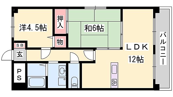 兵庫県揖保郡太子町鵤(賃貸マンション2LDK・5階・50.00㎡)の写真 その2