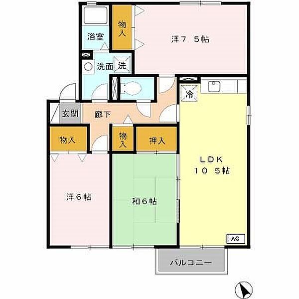 兵庫県姫路市広畑区蒲田４丁目(賃貸アパート3LDK・2階・70.43㎡)の写真 その2