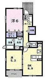 クール・ヴィヴァーチェC 2DKの間取図画像