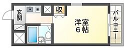スカイコート姫路 1Kの間取図画像